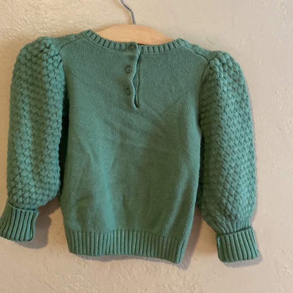 Janie And Jack Kid's Green Puffed Sleeve Knit Sweater Size 6 - Picture 2 of 5